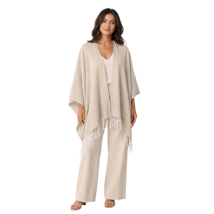 Capa Poncho Pashmina para mujer de invierno Casual / Beige / Talla única