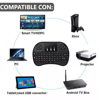 Mini Teclado Hasta 10m Inalámbrico USB Smart Tv- Tv Box- Pc- Laptop