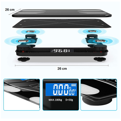 Balanza Báscula de Peso Corporal hasta 180 kg - Negro