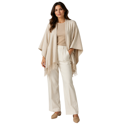 Capa Poncho Pashmina para mujer de invierno Casual / Beige / Talla única
