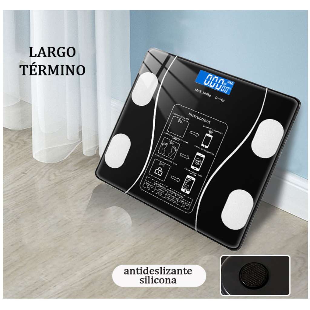 Balanza Báscula de Peso Corporal hasta 180 kg - Negro