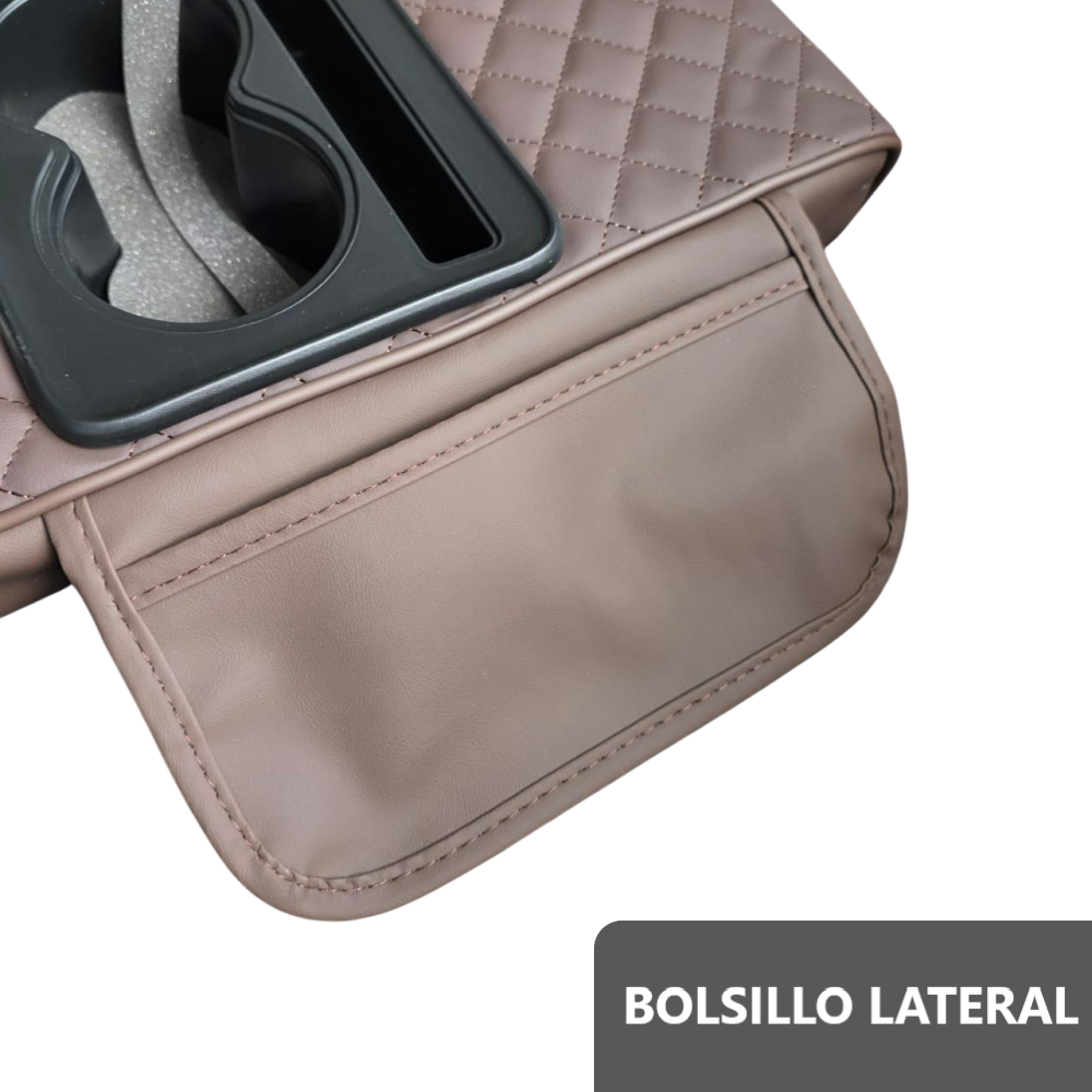 Caja de almacenamiento para auto portavaso porta servilleta y teléfono - Marrón