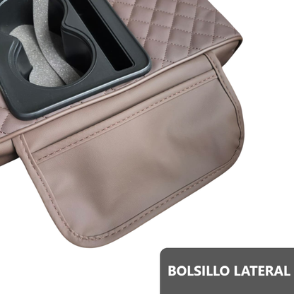 Caja de almacenamiento para auto portavaso porta servilleta y teléfono - Marrón
