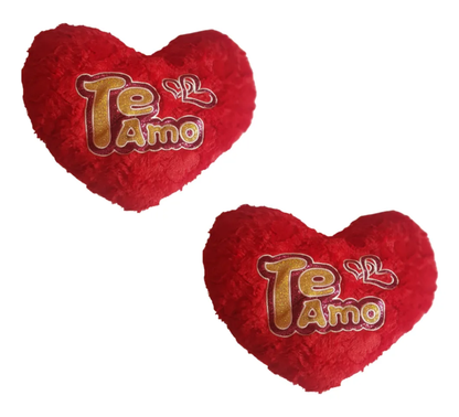 Pack X2 Cojines De Corazón Con Frases De Amor
