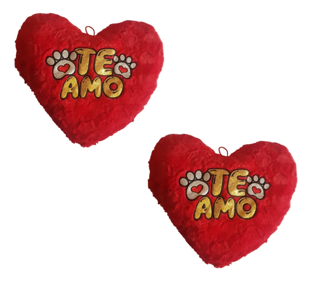 Pack X2 Cojines De Corazón Con Frases De Amor