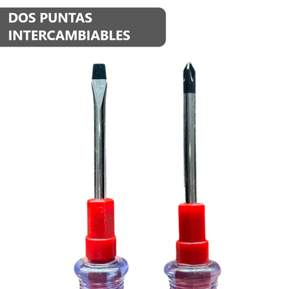 Pack de Destornilladores 2 en 1 Cabezales Intercambiables Estrella y Plana