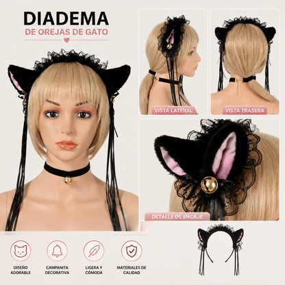 Vincha Modelo Orejas De Gato - Negro