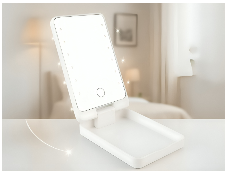 Estuche Pequeño de Maquillaje con Espejo con Luz LED 360º