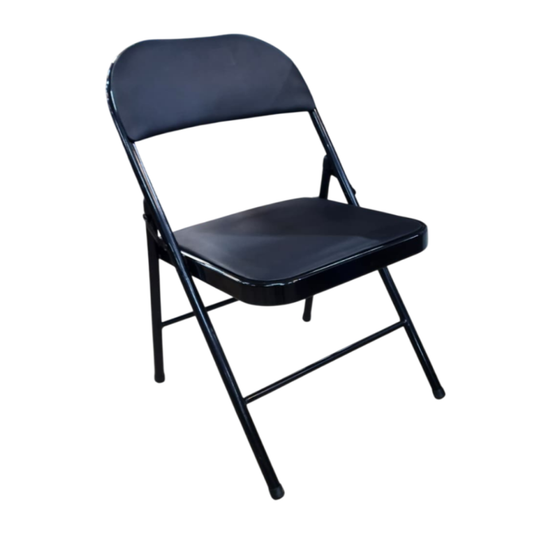Silla Plegable de cuero sintético ergonómica para escritorio Negro