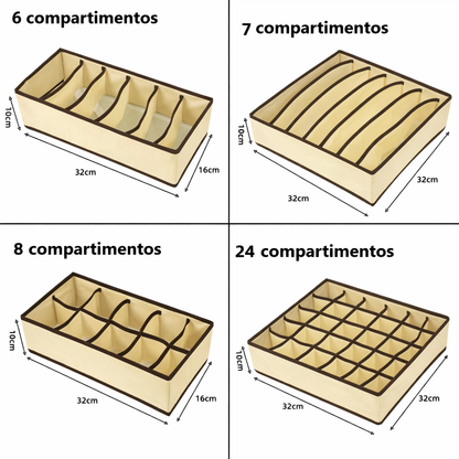 Pack x4 Organizadores Cajas para ropa interior armable - diversos tamaños