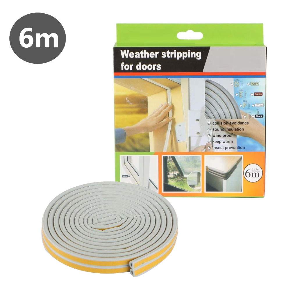 Burlete Adhesivo Para Puertas y Ventanas Color Blanco 6m - colores