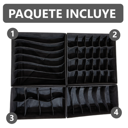 Pack x4 Organizadores Cajas para ropa interior armable - diversos tamaños