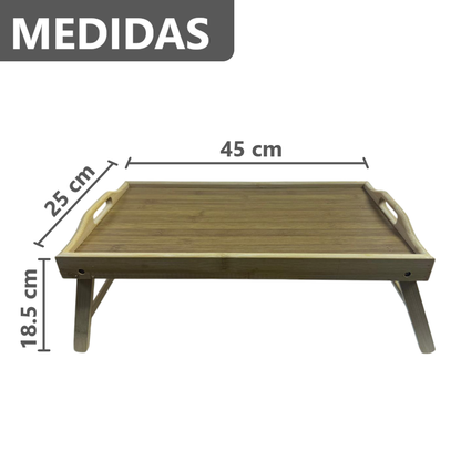 Bandeja Mesa de Cama de bambú para servir sala de estar dormitorio