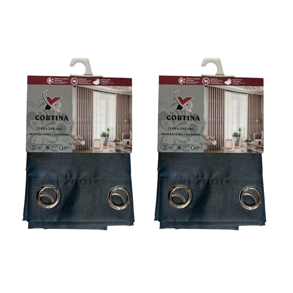 Pack x2 cortinas de 140x240cm con 8 ojales