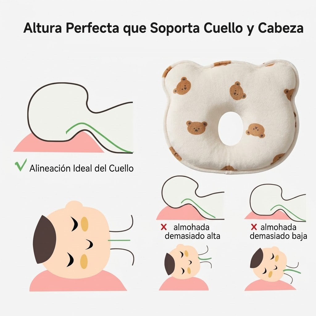 Almohada Viscoelástica Ergonómica para Bebé con Soporte Cervical