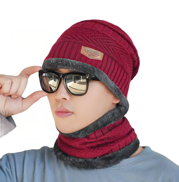 Gorro Chullo con Bufanda de lana y felpa para Invierno Unisex