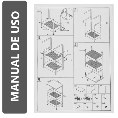 Carrito Mesa Organizador Multiuso de 3 Niveles rodante