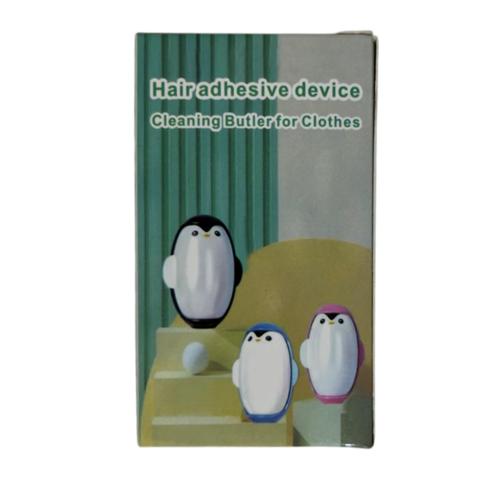 Quita pelusas de pingüino tipo rodillo lavable reutilizable con fuerte adhesivo - Negro