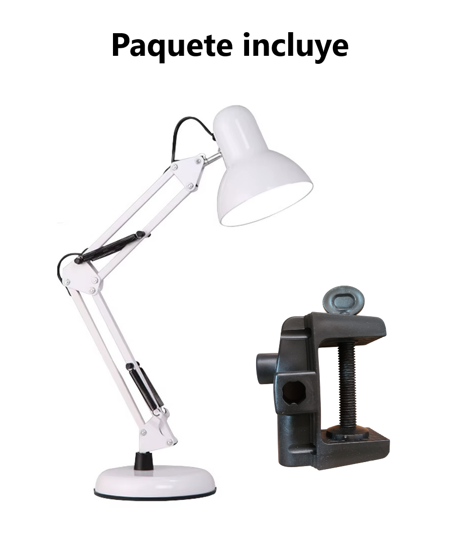 Lampara de Escritorio Plegable de Metal con Clip y base