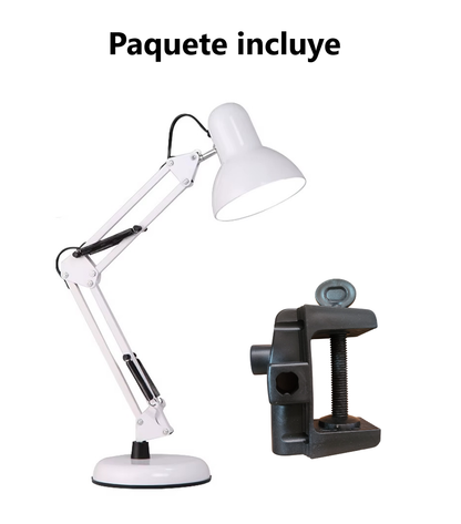 Lampara de Escritorio Plegable de Metal con Clip y base
