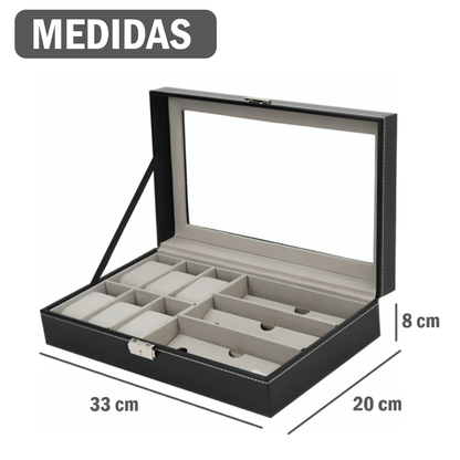 Organizador De 6 Relojes y 3 lentes Portareloj Estuche Elegante Unisex