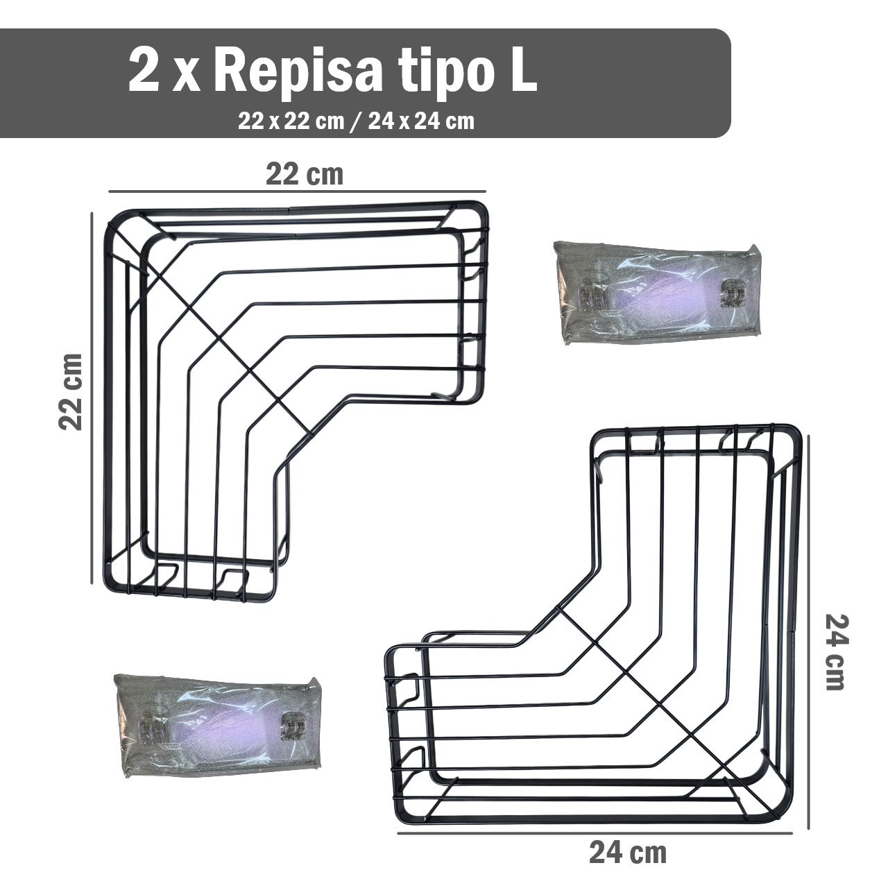 Kit 5 Organizadores para baño tipo rejilla  - Negro