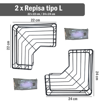Kit 5 Organizadores para baño tipo rejilla  - Negro