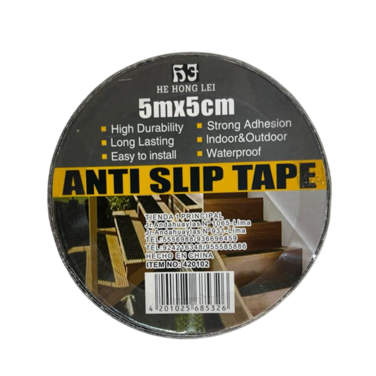 Cinta Antideslizante Negra de Poliéster 50mmx5m