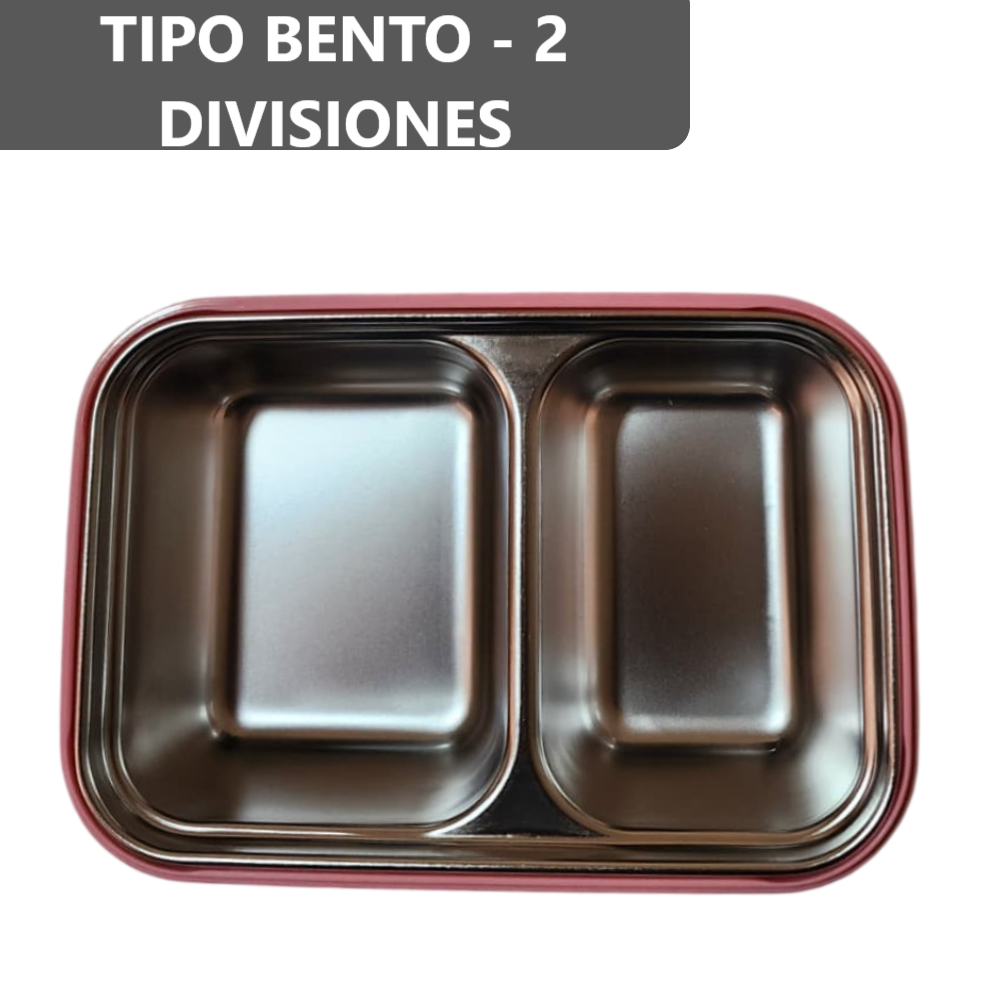 Taper Bento Acero Inoxidable 2 Divisiones 700 ml - Rosado Celeste