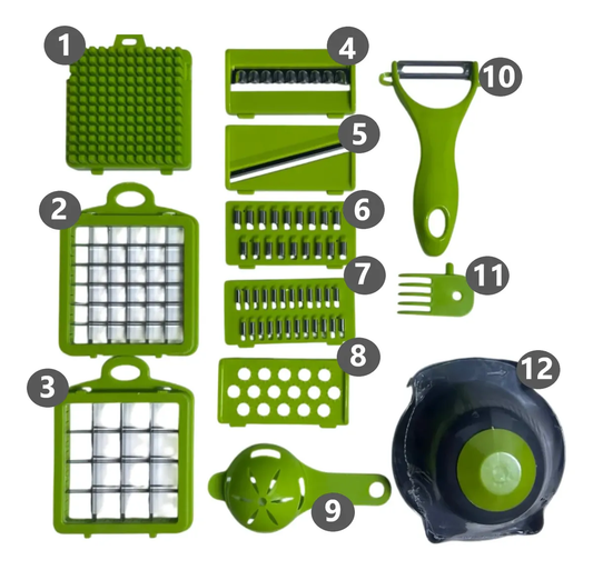 Cortador Rallador 9 En 1 De Frutas Picador Verduras Manual