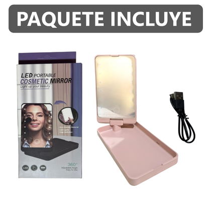 Estuche Pequeño de Maquillaje con Espejo con Luz LED 360º