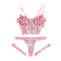 Sexy conjunto de lenceria transparente con encaje
