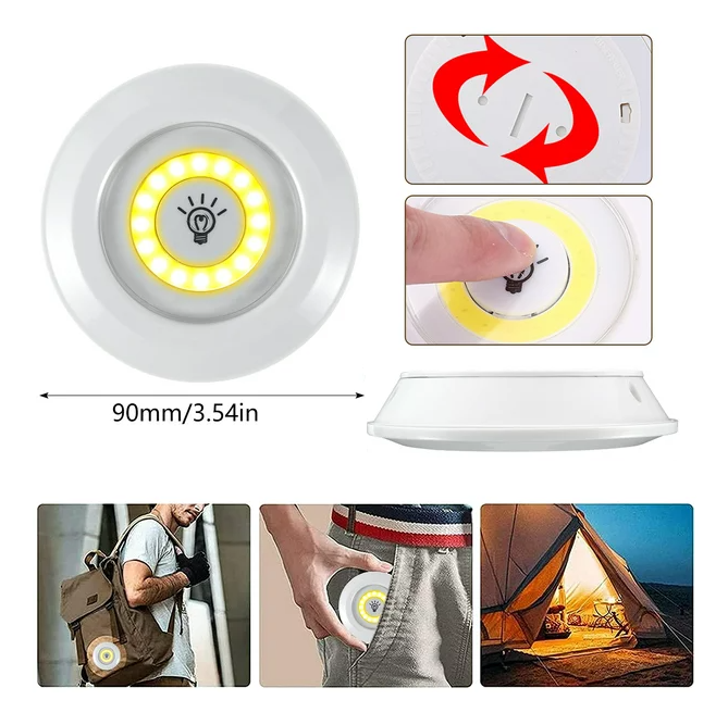 Kit 3 luces LED a pila 3*AAA con adhesivo para hogar,cocina y más