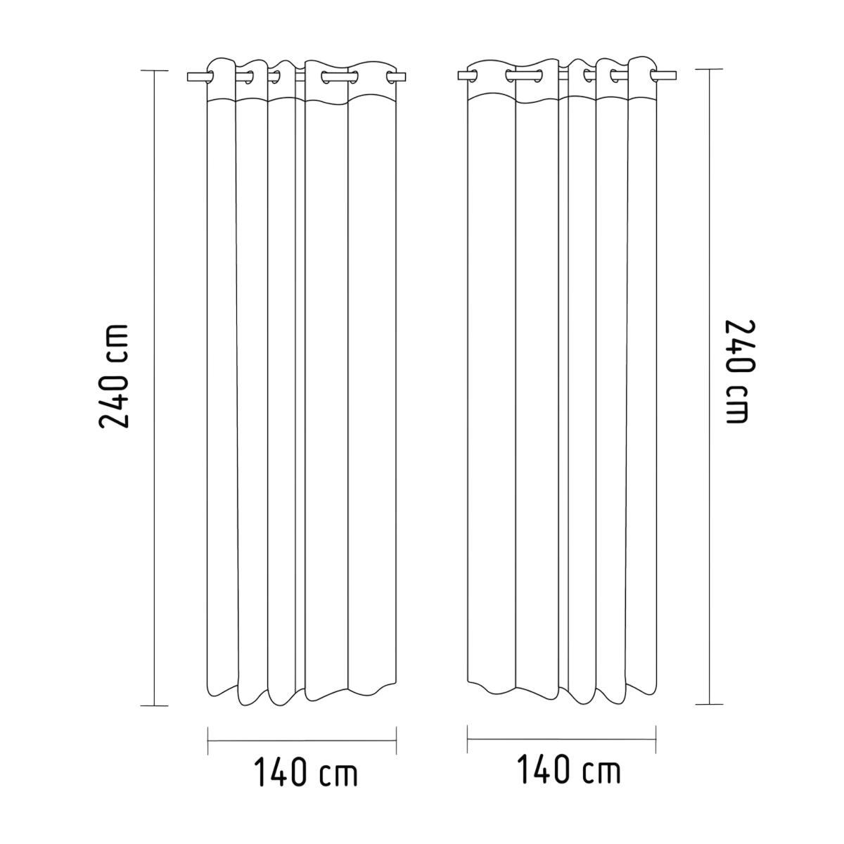 Pack x2 cortinas de 140x240cm con 8 ojales