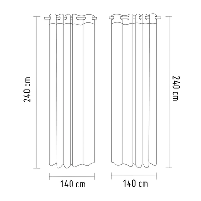 Pack x2 cortinas de 140x240cm con 8 ojales