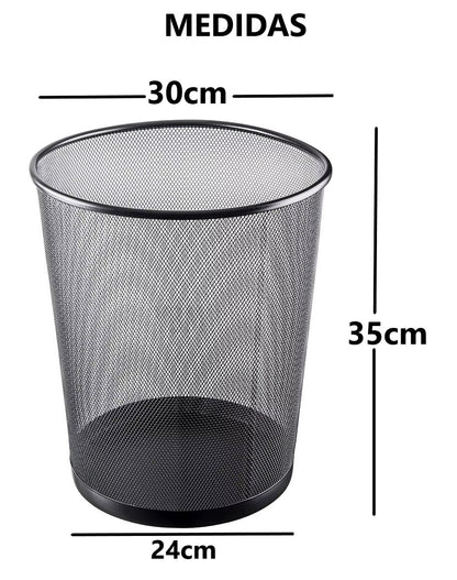 Pack x2 Tachos de Basura Papeleras de metal negro - 30 x 35 cm