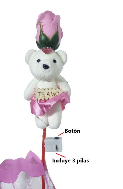 12 Rosas Con Oso Y Luces 3 Velocidades