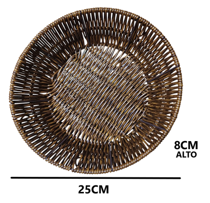 Pack 2 Paneras circular de Plástico tipo mimbre