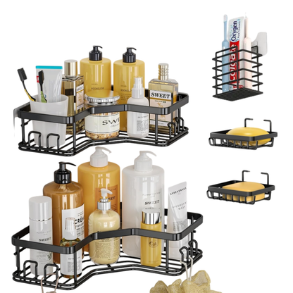 Kit 5 Organizadores para baño tipo rejilla  - Negro