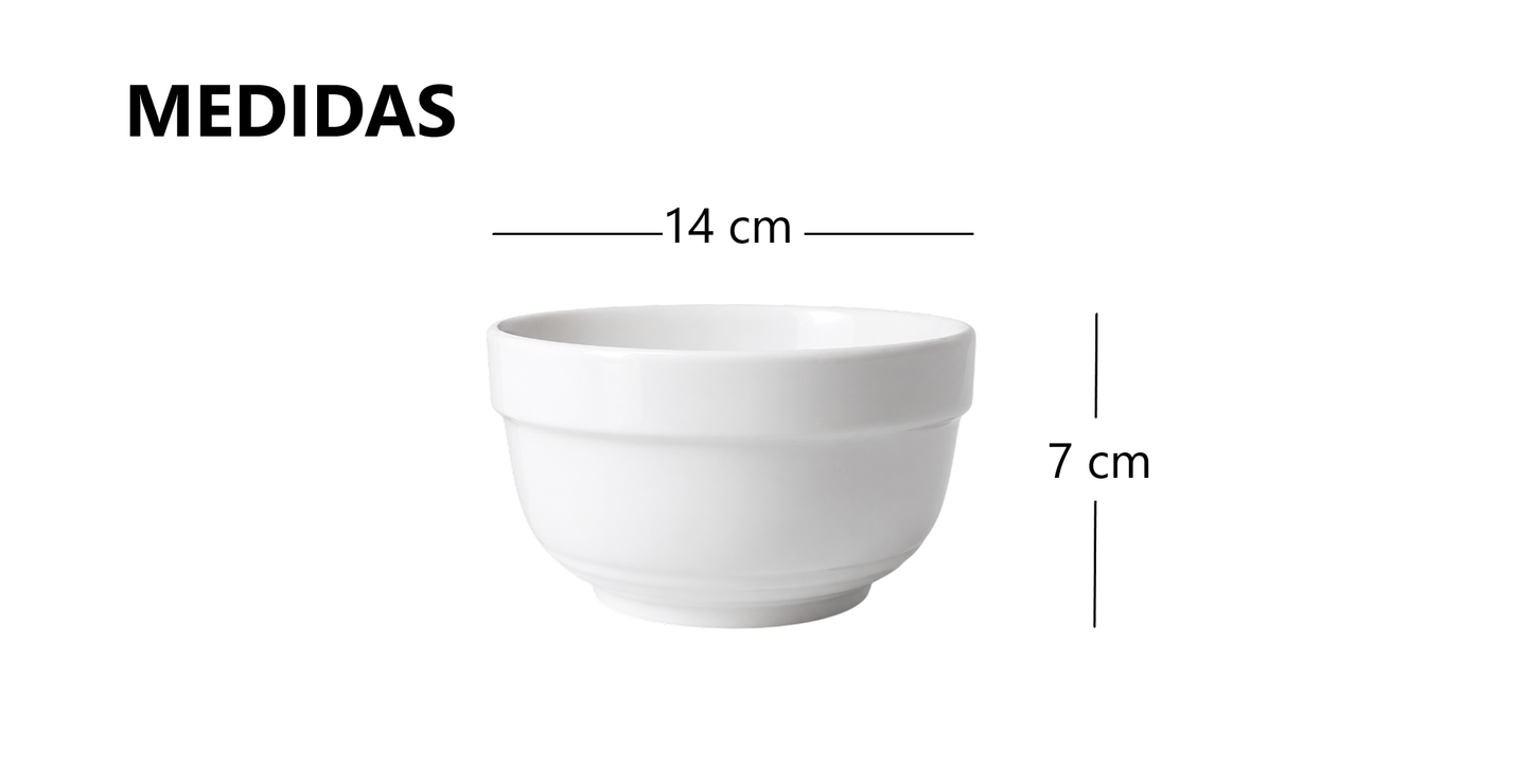 kit de 4  Tazones de loza blanca