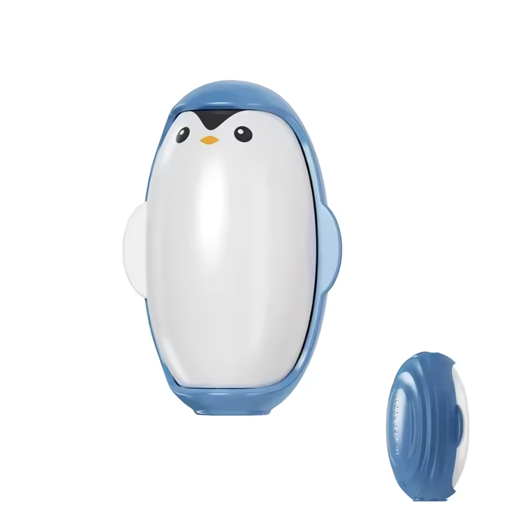 Quita pelusas de pingüino tipo rodillo lavable reutilizable con fuerte adhesivo - Celeste