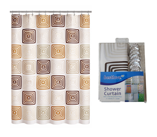 Cortina de ducha 180x180 cm con 12 ganchos diseño variado