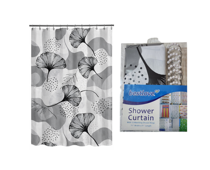 Cortina de ducha 180x180 cm con 12 ganchos diseño variado