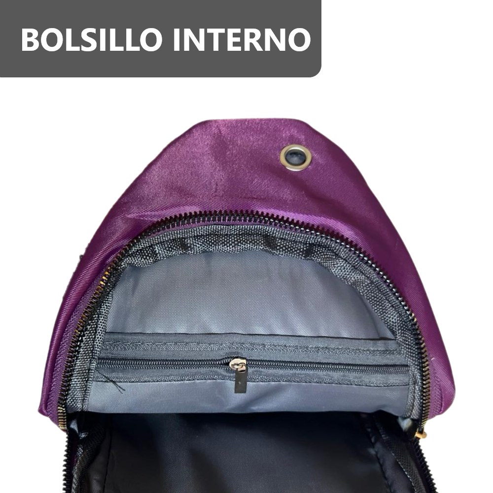 Morral cruzado riñonera con 3 cierres y 1 interior