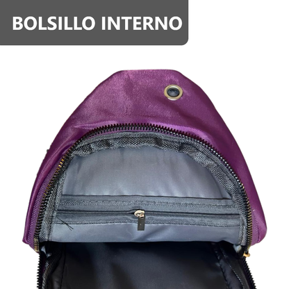 Morral cruzado riñonera con 3 cierres y 1 interior