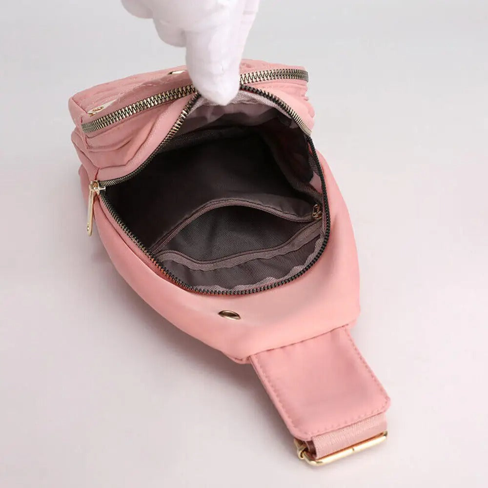 Morral cruzado riñonera con 3 cierres y 1 interior