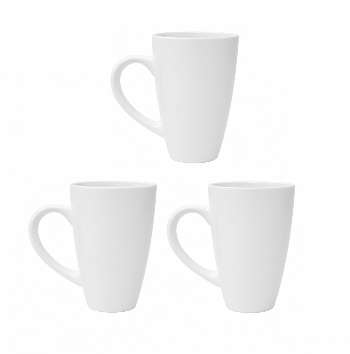 SET 3 TAZAS DE LOZA BLANCA