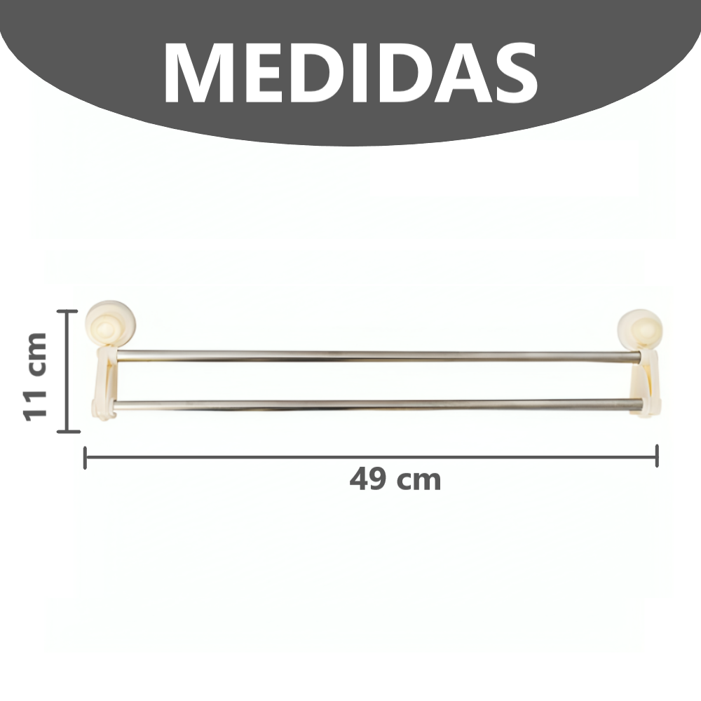 Toallero doble de pared con ventosa ajustable