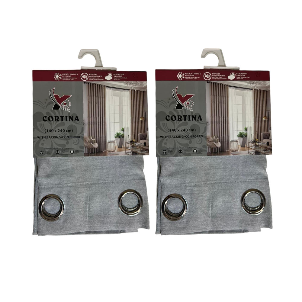 Pack x2 cortinas de 140x240cm con 8 ojales