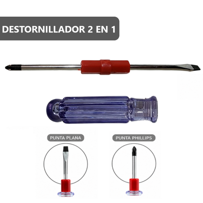 Pack de Destornilladores 2 en 1 Cabezales Intercambiables Estrella y Plana